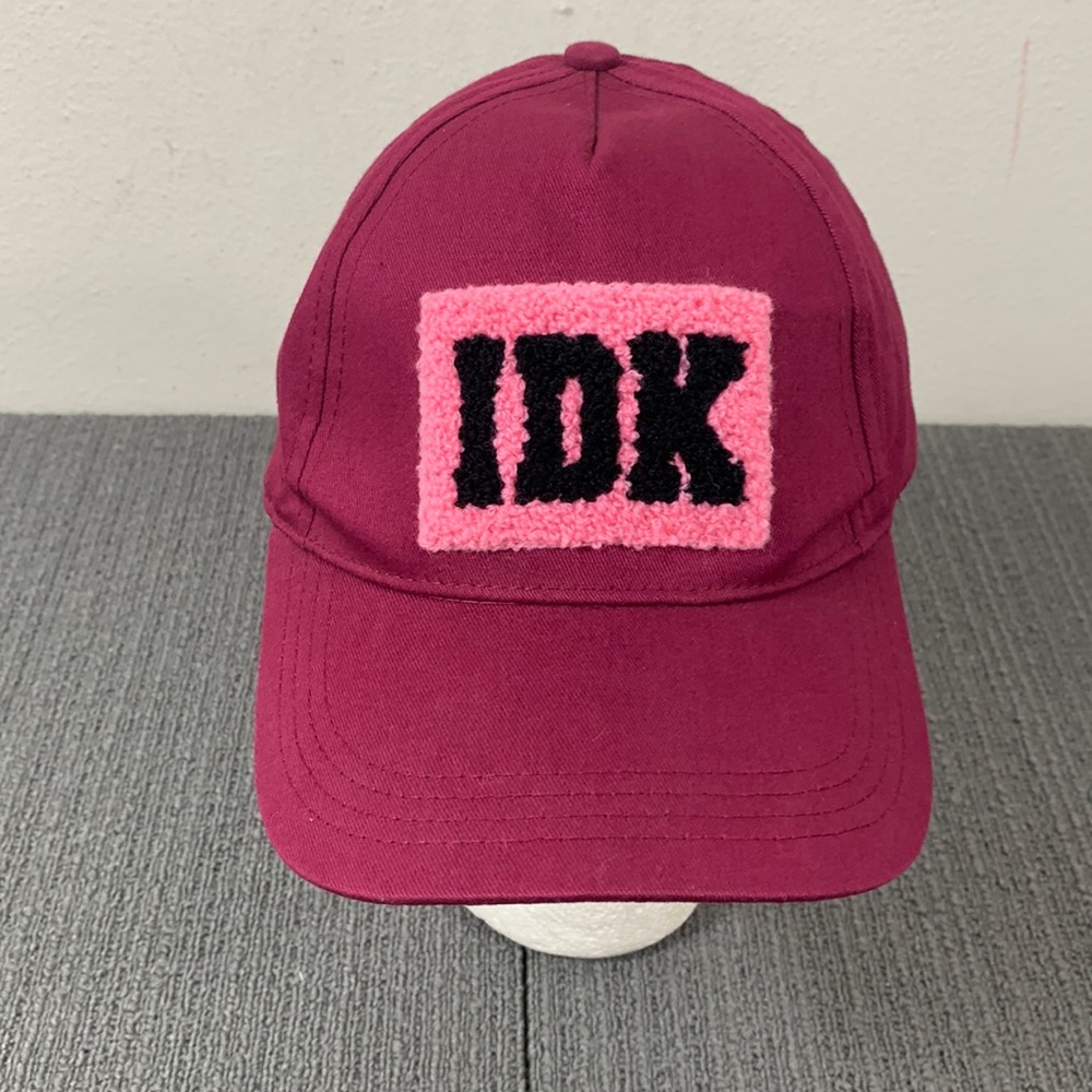 IDK Baseball Hat Womens One Size Burgundy Brick Adjustable Strapback Cap